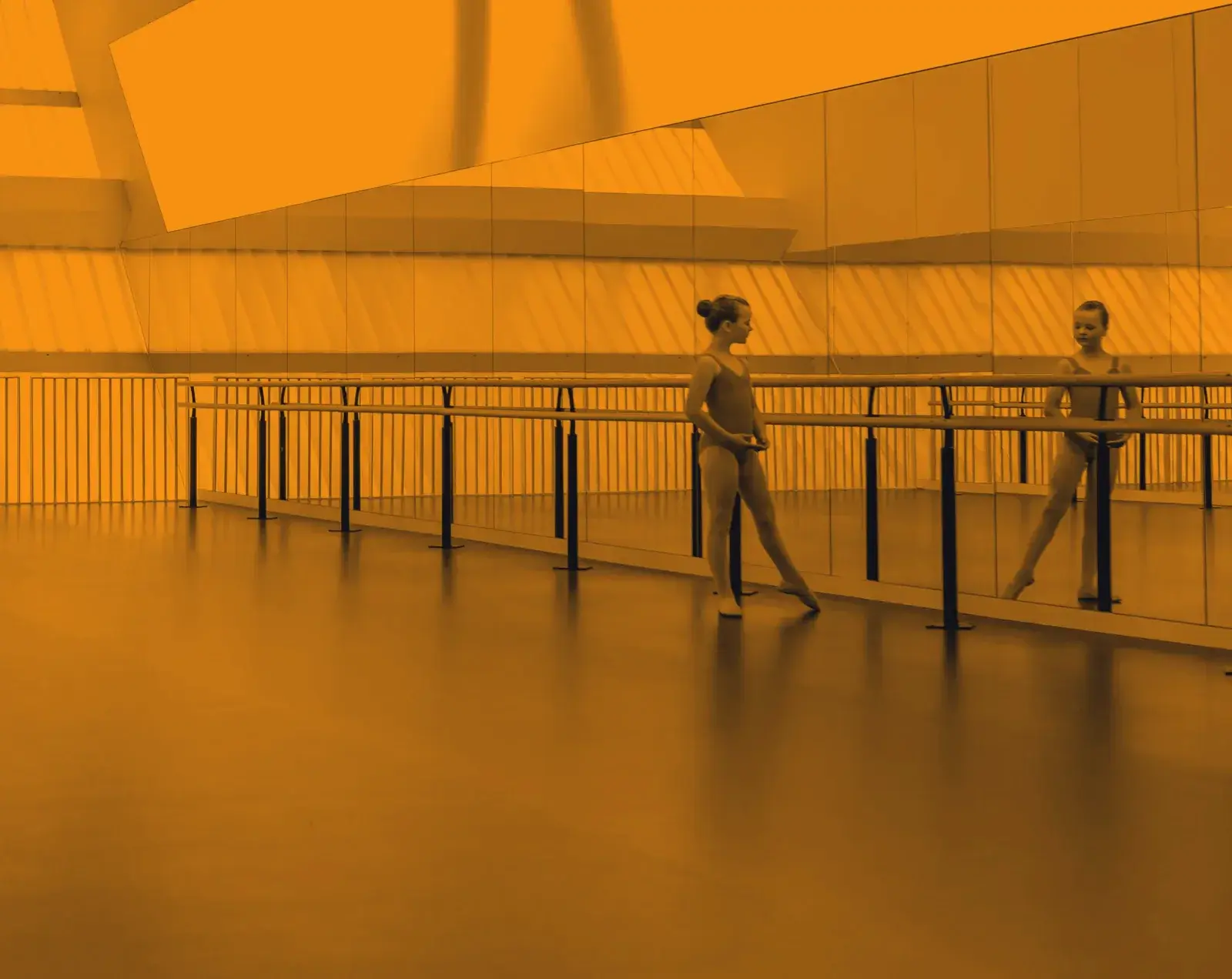 Dance studio with sprung floor, barres and mirrors
