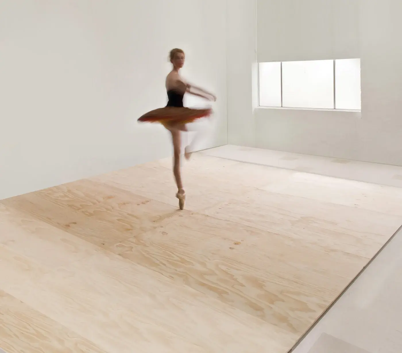 Sprung dance floor panels laid in a studio
