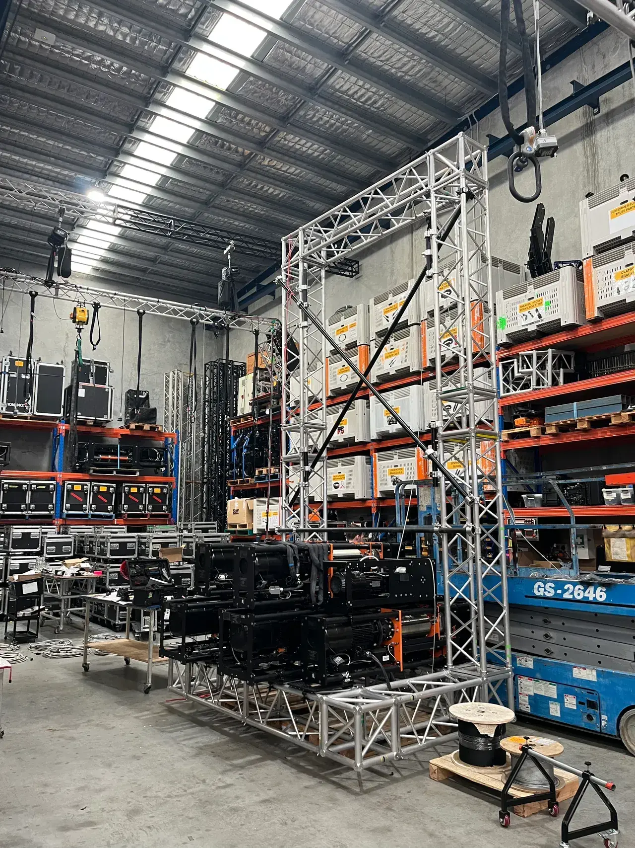 Come Alive rigging and staging kit staged in the TSA workshop