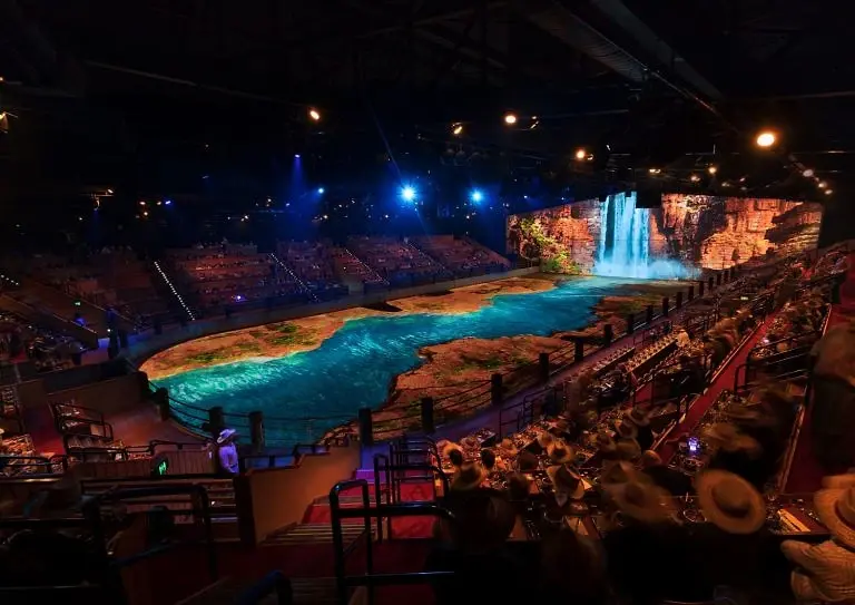 Australian Outback Spectacular venue with projection mapping showing the scale of the arena