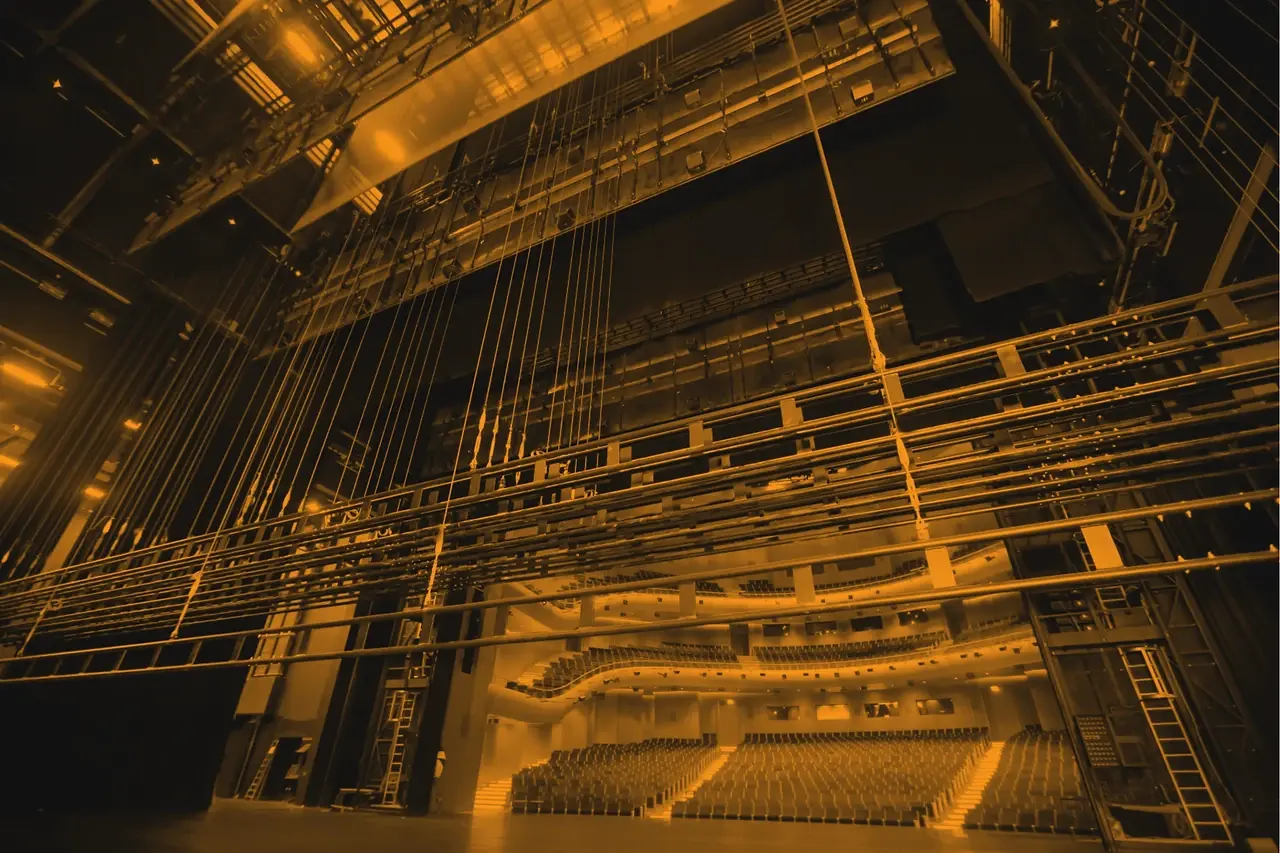 Proscenium stage and auditorium in a working theatre