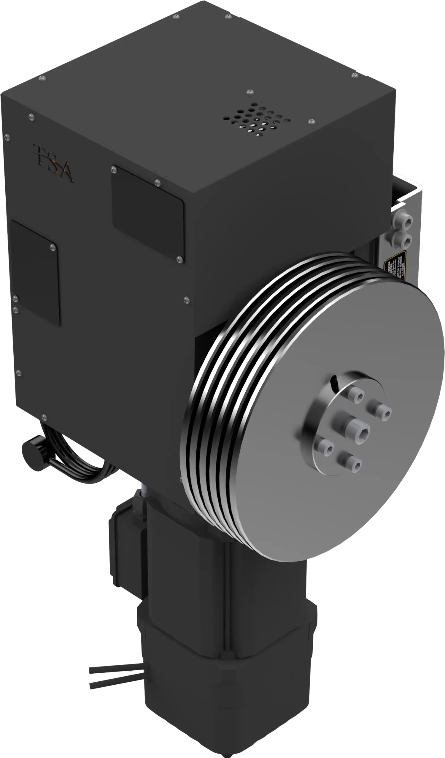 TSA Electric Pile Wind Hoist showing the control enclosure, pile-wind drum and motor in one unit